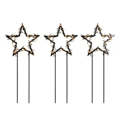 LED-metalstjerne med jordspyd, IP44, sæt/3^Konstsmide Christmas New