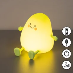 FH Lighting LED-natbordslampe mango, hvid, timer, dæmpbar