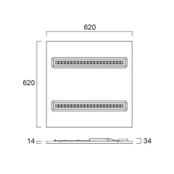 LED-panel OptiClip R 625 2L, hvid, 33 W, 4.000 K, Multipower^Sylvania New