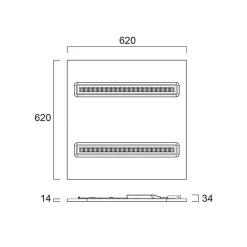 Sylvania Indbygningsspots>LED-panel OptiClip R 625 2L, hvid, 33 W, 4.000 K, DALI dæmpbar