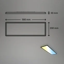 Briloner LED-panel Slim sort ultraflad CCT, 59 x 20 cm