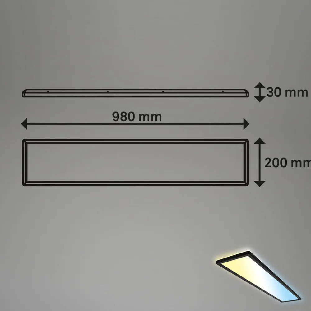 LED-panel Tava CCT, sort, 98 x 20 cm baggrundsbelysning plast^Briloner Clearance