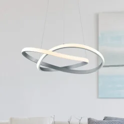 Reality Leuchten LED-pendel Course, mat nikkel, 3.000 K, Ø 60 cm, metal