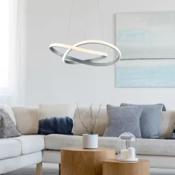 Reality Leuchten LED-pendel Course, mat nikkel, 3.000 K, Ø 60 cm, metal