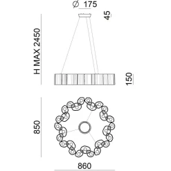 Stilnovo LED-pendellampe Honey, dæmpbar, rund, 86 cm