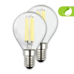 LED-pære dråbe E14 4W klar 3000K 840lm energiklasse 2er^Briloner Discount