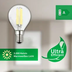 LED-pære dråbe E14 4W klar 3000K 840lm energiklasse 2er^Briloner Discount