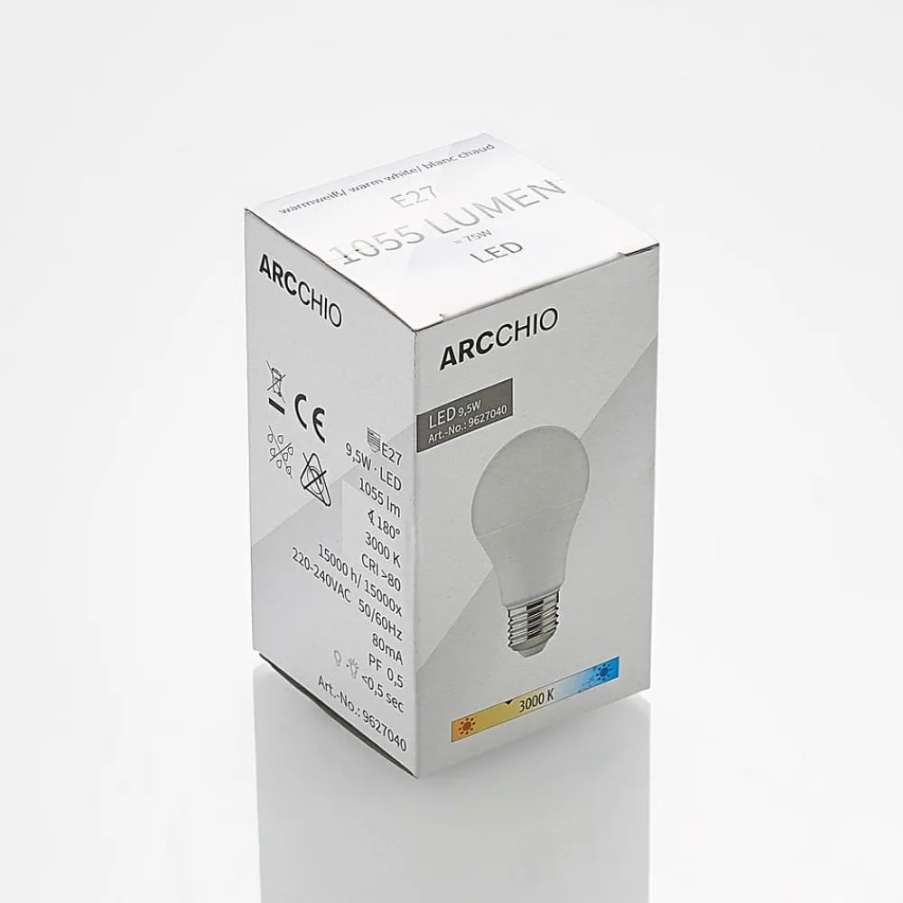 Arcchio Led Pærer>LED-pære E27 A60 9,5 W 3.000 K opal sæt med 10 stk