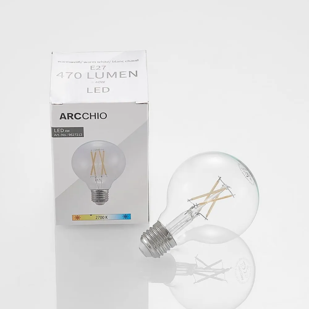 Arcchio Dæmpbar Led-Pære|Filament Pære>LED-pære E27 4W G80 2.700K glødetråd dæmpbar klar