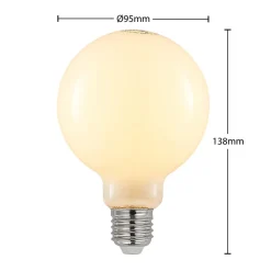 Arcchio LED-pære E27 8W 2.700K G95 Globe, dæmpbar, opal