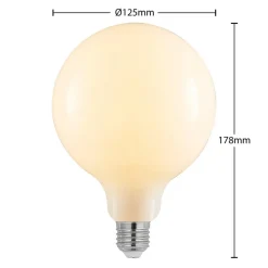 Arcchio LED-pære E27 8W 2.700K G125 Globe, dæmpbar, opal