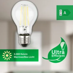 LED-pære E27 5W klar 3000K 1055 lm energiklasse 2er^Briloner Discount