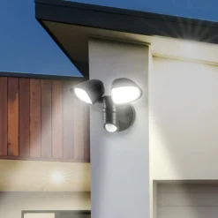 Telefunken Væglampe Med Sensor|Udendørs Spot>LED-sensor udendørs vægspot Bilbao 2 lyskilder sort