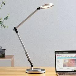 Lindby LED-skrivebordlampe Rilana med dæmper, sølv