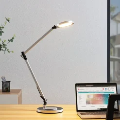 Lindby LED-skrivebordlampe Rilana med dæmper, sølv