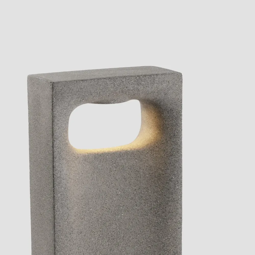 FARO BARCELONA LED-sokkellampe Glint, 2700K, 40 cm, grå, beton, IP55