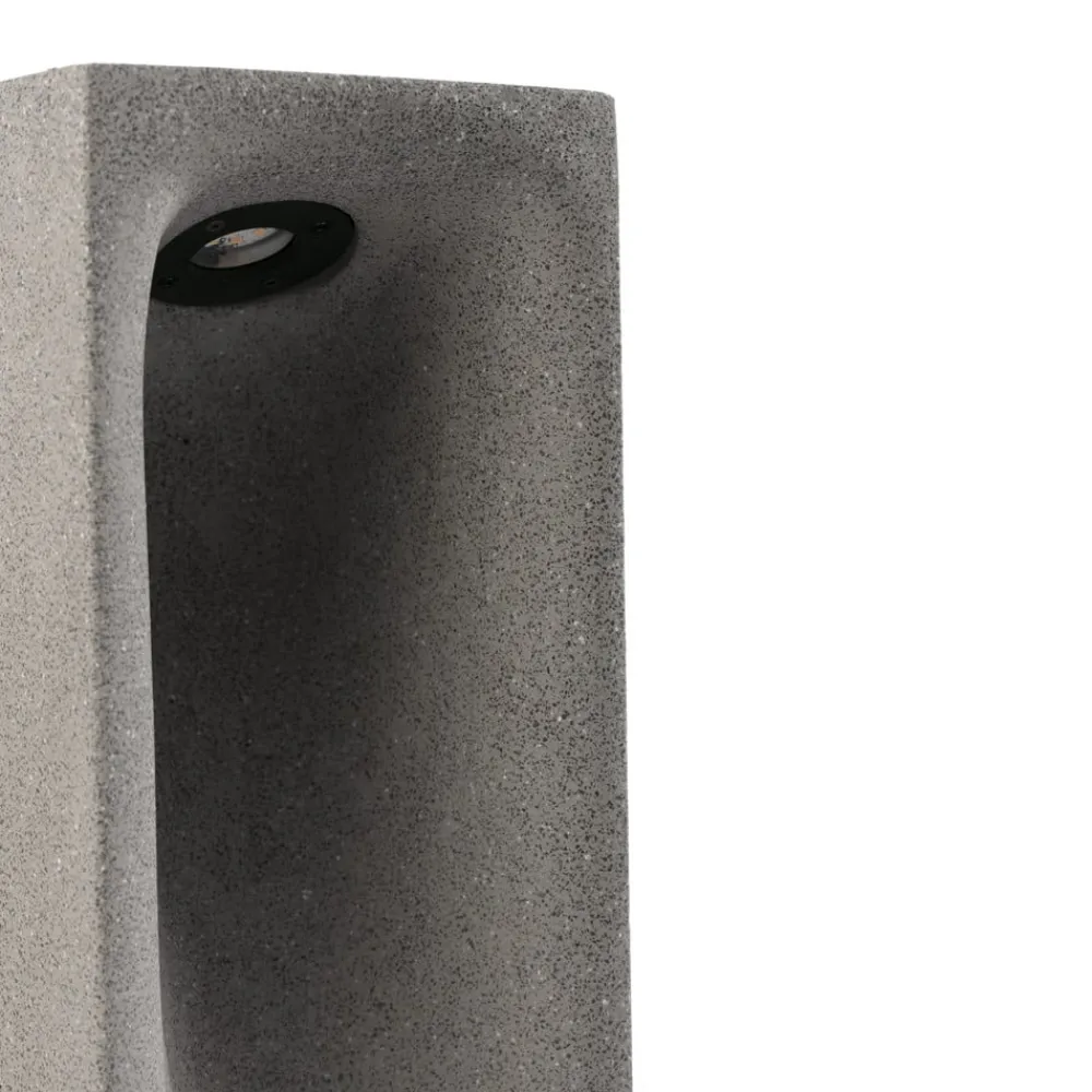 FARO BARCELONA LED-sokkellampe Grot, 3000K, grå, beton, IP55, højde 40 cm