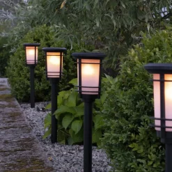 LED-sokkellampe solcelle Flame med flammeeffekt^STAR TRADING Clearance