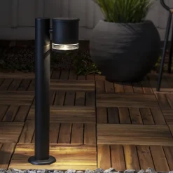 STAR TRADING Solcellelamper|Sokkellamper>LED-sokkellampe Wien, sort, metal, højde 50 cm