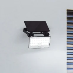 LED-solcelle udendørs vægspot Luton Sensor, sort, B 19 cm^Brilliant Hot