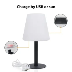 Smartwares LED-solcellebordlampe OSL-50012 med genopladeligt batteri og USB-kabel
