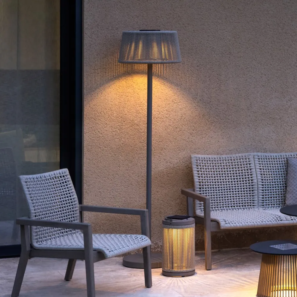 Les Jardins LED-solcellegulvlampe Rop&Strip, højdejusterbar, 500 lm