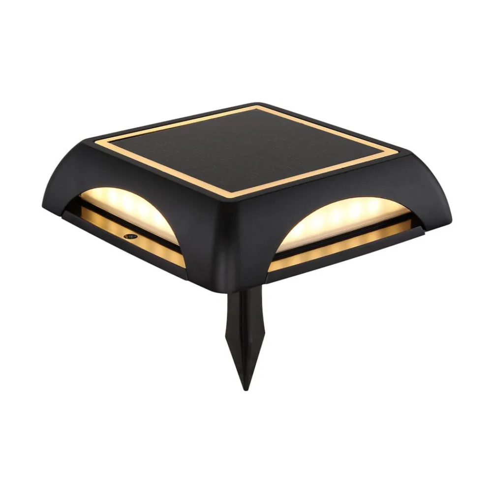 Globo Solcellelamper|Udendørs Spot>LED-solcellelampe 36505, jordspyd, væglampe, sort, aluminium