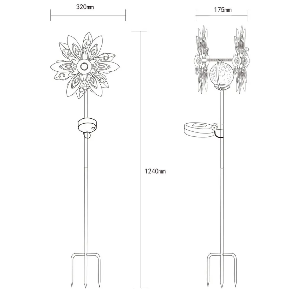 Globo LED-solcellelampe 36578, jordspyd, rustbrun, metal, glas