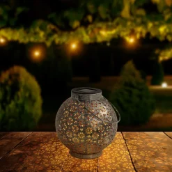 Näve Solcellelamper>LED-solcellelampe 52854, sølv, metal, 20 cm, IP44, 2 stk