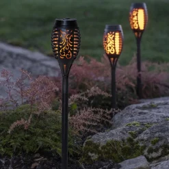 STAR TRADING Solcellelamper|Udendørs Spot>LED-solcellelampe Flame Mini i sæt af 3
