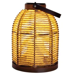 Näve LED-solcellelampe Korbinian, brun, højde 29 cm, IP44, lygte