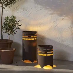 STAR TRADING LED-solcellelampe Marron, højde 25 cm, brun, metal, USB-C