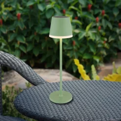 Globo LED-solcellelampe, metal, lysegrøn, højde 41 cm, IP44