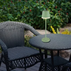 Globo LED-solcellelampe, metal, lysegrøn, højde 41 cm, IP44