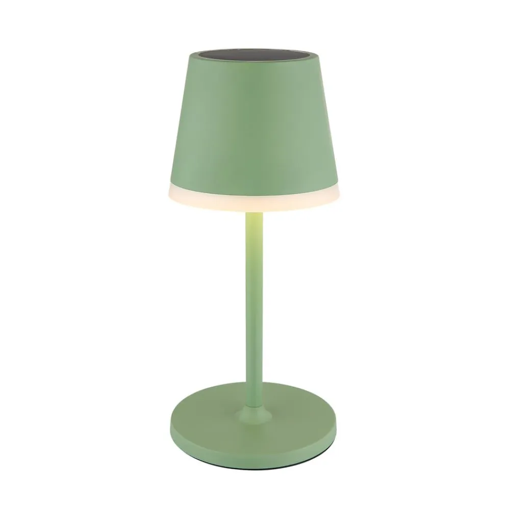 Globo LED-solcellelampe, metal, lysegrøn, højde 41 cm, IP44