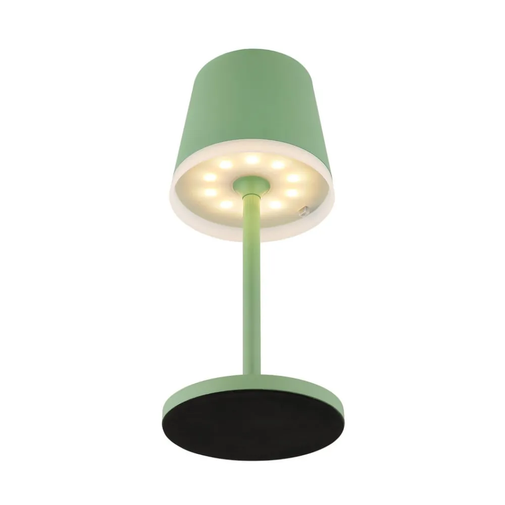 Globo LED-solcellelampe, metal, lysegrøn, højde 41 cm, IP44