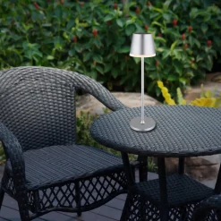 Globo LED-solcellelampe, metal, sølvfarvet, højde 41 cm, IP44