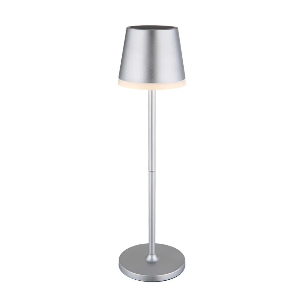 Globo LED-solcellelampe, metal, sølvfarvet, højde 41 cm, IP44