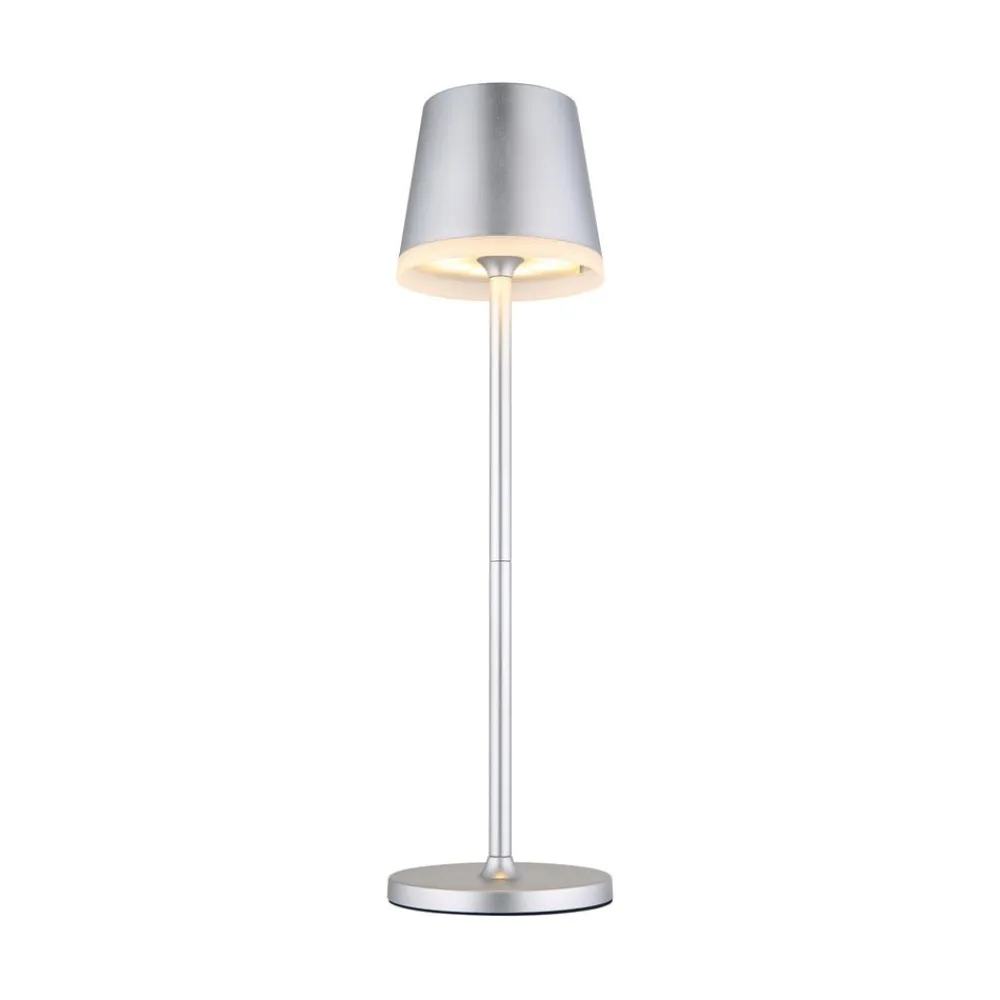 Globo LED-solcellelampe, metal, sølvfarvet, højde 41 cm, IP44