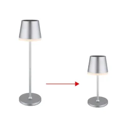 Globo LED-solcellelampe, metal, sølvfarvet, højde 41 cm, IP44