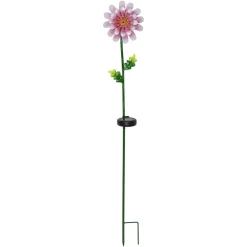 STAR TRADING LED-solcellelampe Pink Daisy i blomsterform