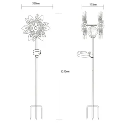 LED-solcellelampe 36578S, jordspyd, sølv/sort, metal^Globo Online