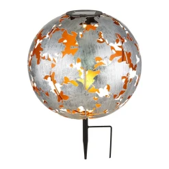 LED-solcellelampe 36749S kugle Ø 27 cm, sølv, jordspyd^Globo Online