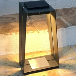 Les Jardins LED-solcellelampe Skaal i aluminium, 40 cm, grå
