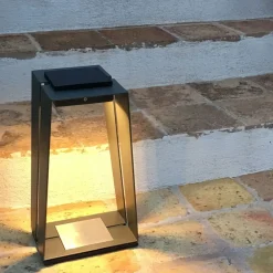 Les Jardins LED-solcellelampe Skaal i aluminium, 40 cm, grå