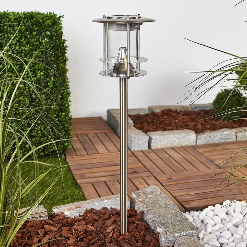 Lindby Solcellelamper|Sokkellamper>LED-solcellelampe Sumaya, stål, 65 cm høj, jordspyd