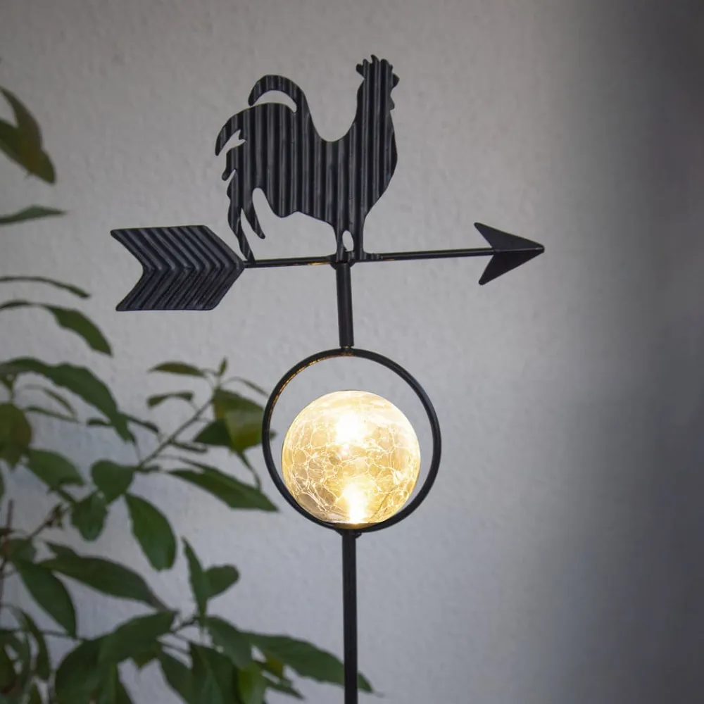 STAR TRADING LED-solcellelampe Windy, viser vindretningen