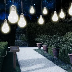 LED-solcelle-lyskæde 33708-10 i metallisk sølv^Globo New