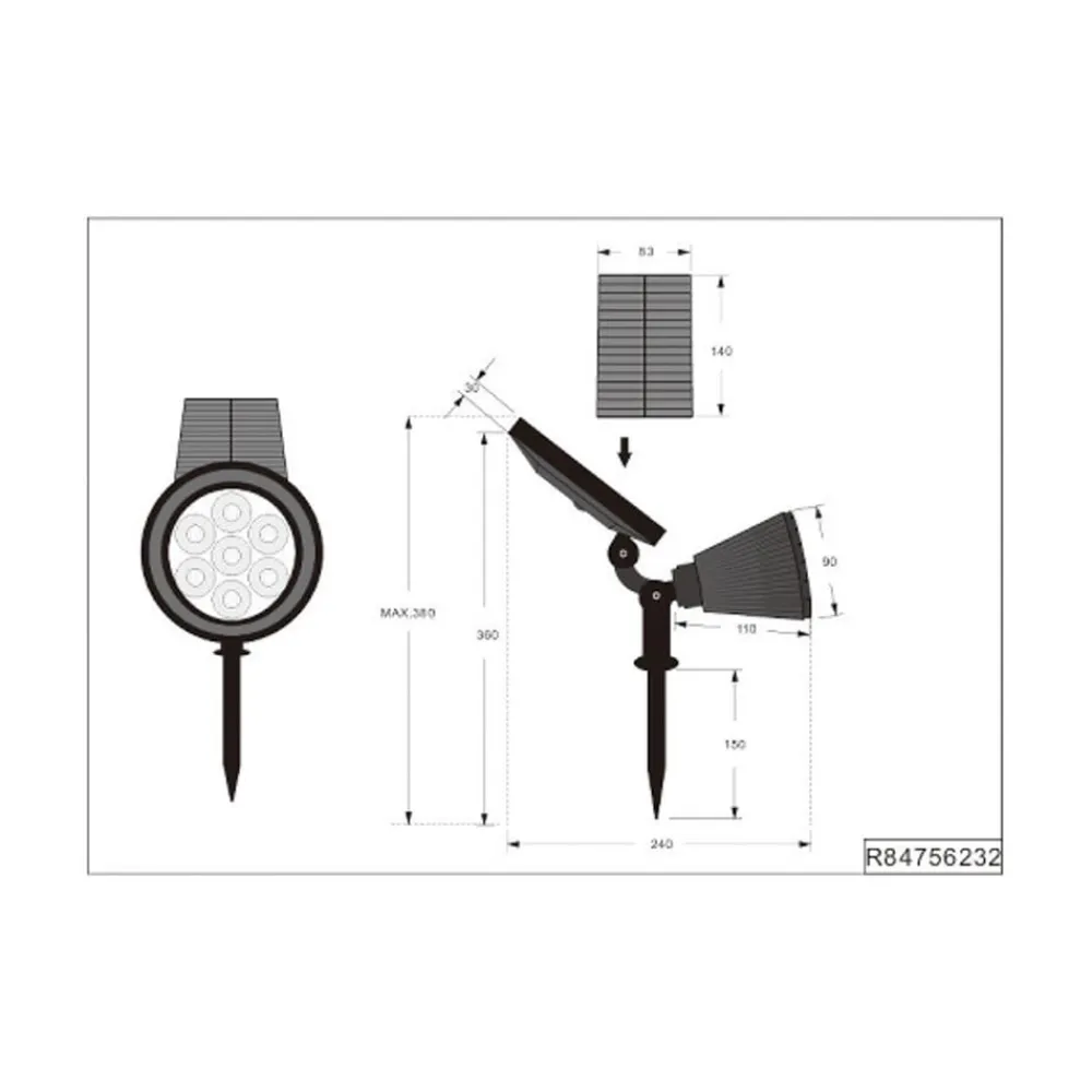 LED-solspotlight Festival, sort mat, RGB, sensor^Reality Leuchten Best