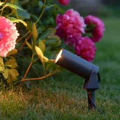 LCD Udendørs Spot>LED-spot med jordspyd 5131, sort, aluminium, glas, Schuko-stik